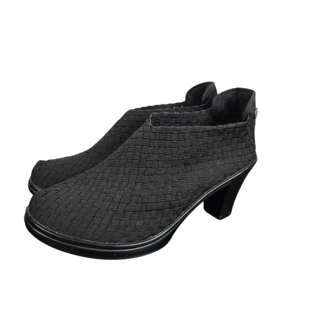 Bernie Mev Chesca Ankle Boots Sz 38 US 7.5 - 8 Black Woven Block Heel